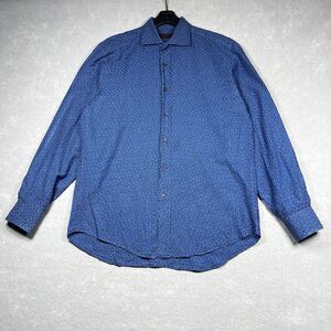 Etro Milano Button Down Shirt Mens Size 42 Blue Long Sleeve Made In Italy